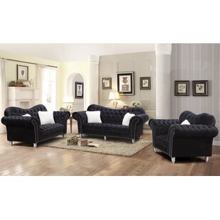 Araby 3 Pc Living Room Set Black by Rosdorf Park