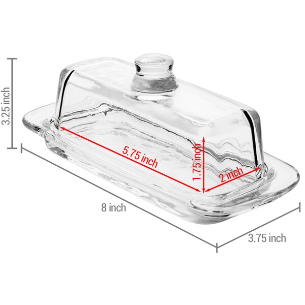 Abbott Collection Home glass Large Rectangle Cover Container Butter Dish Clear 