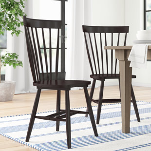 Spindle Solid Wood Windsor Back Side Chair (Set of 2)