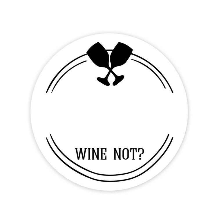 Round Vinyl Drink Stickers, Wine Not? Blank Drink Labels For Cocktail Party, Weddings, Events 80-Pack