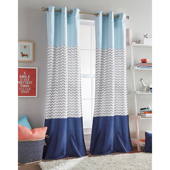 Macon Colorblock Chevron Room Darkening Thermal Grommet Curtain Panels