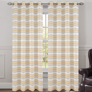 Deneuve Striped Semi-Sheer Grommet Curtain Panels (Set of 2)