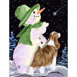 Snowman with English Springer Spaniel 2-Sided Garden Flag
