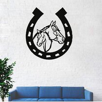Cast Iron Wall Cross With Horse & Cowboy Center Wall/Home Decor