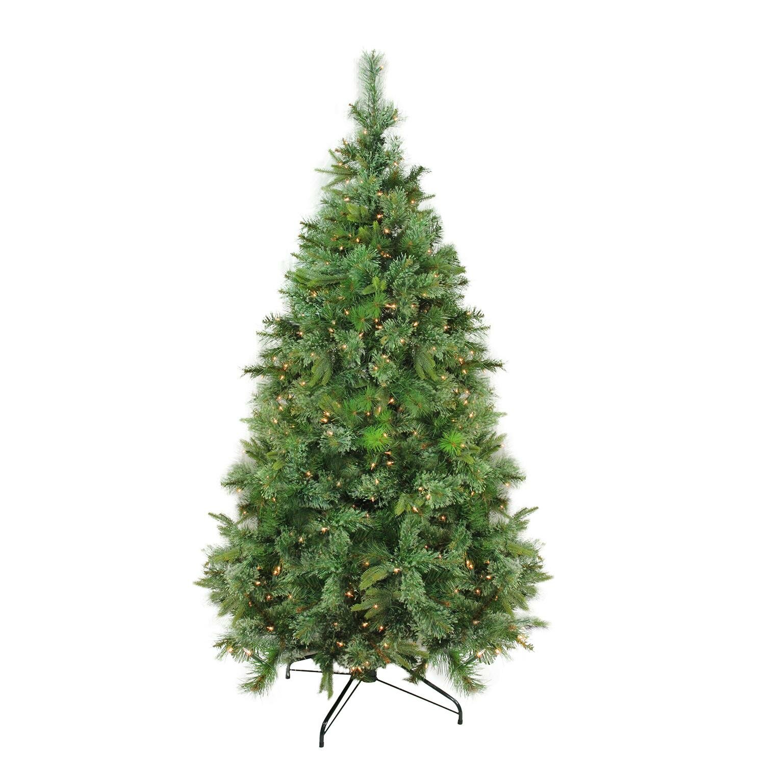 6FT Pre-lit Green Pine Christmas Tree with 250 Clear Lights PVC and Stand New