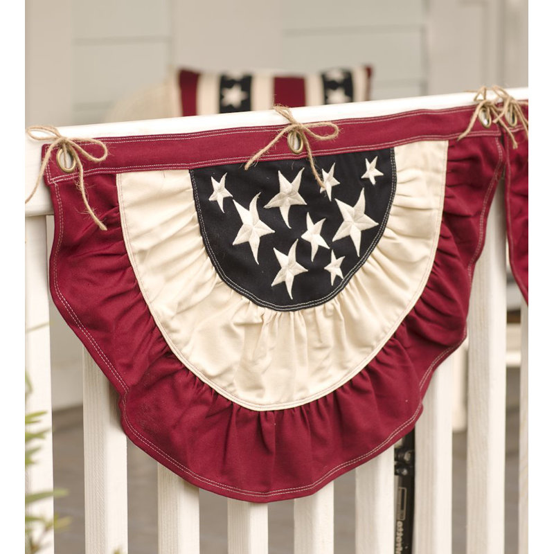 Patriotic Red White Blue Printed Poly Cotton Bunting With Stars 18 X 60 Yards Historical Memorabilia Collectible Us Country Flags