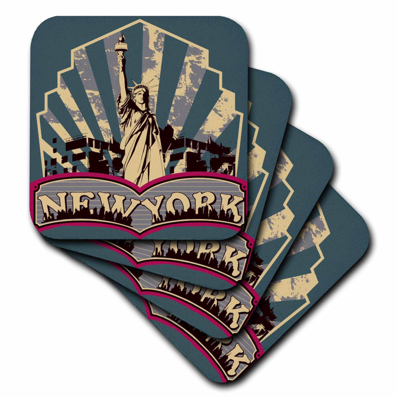 3dRose cst_16860_3 Vintage Manhatten-Ceramic Tile Coasters Set of 4 3dRose cst_16860_3 Vintage Manhatten-Ceramic Tile Coasters Set of 4
