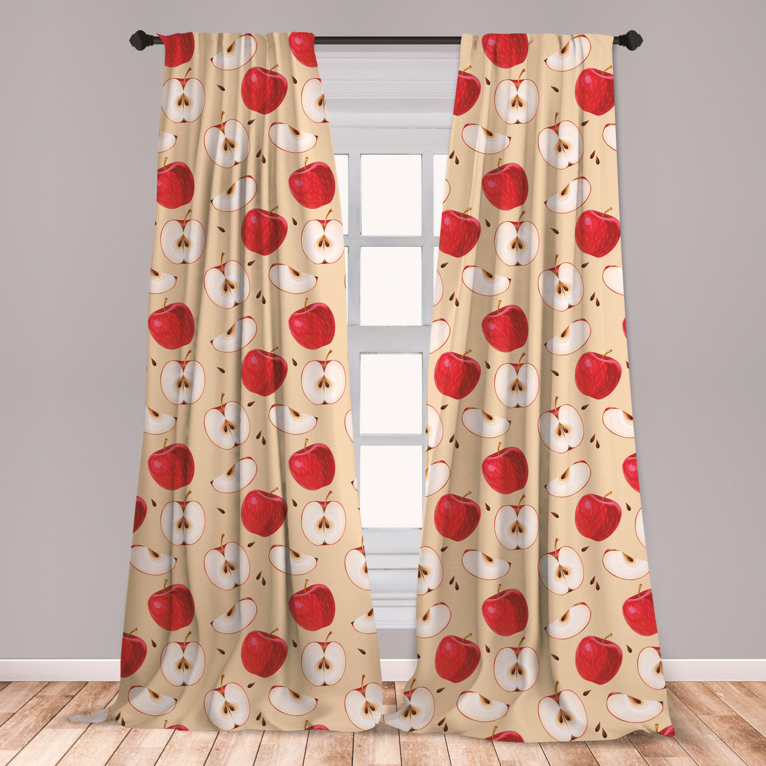 East Urban Home Ambesonne Apple Curtains Fresh Apple Slices With