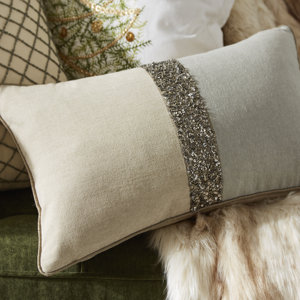 The Posh 2 Tone Beaded Cotton Throw Pillow