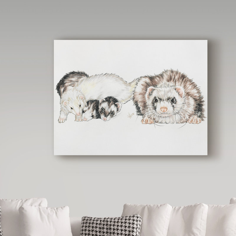Trademark Art Family Of Ferrets Oil Painting Print On Wrapped