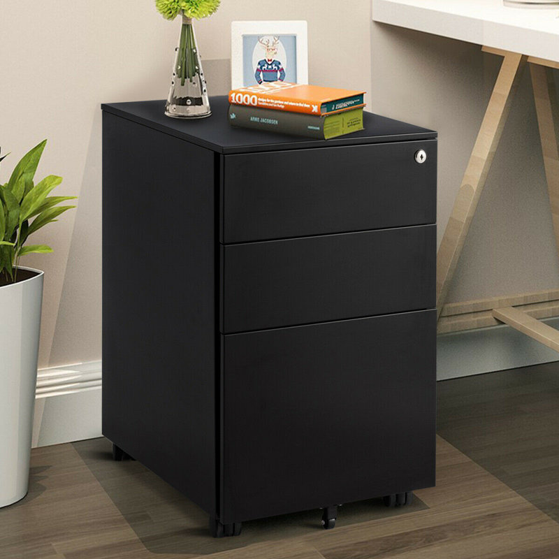 Orren Ellis Hamill 3 Drawer Filing Cabinet Locking Pedestal Under Desk Home Office W Wheels White Wayfair
