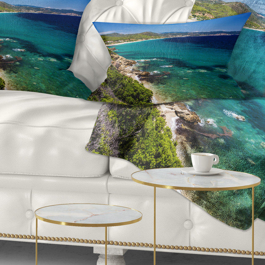 East Urban Home Seashore Beautiful Greek Beach Of Sea Lumbar Pillow Wayfair