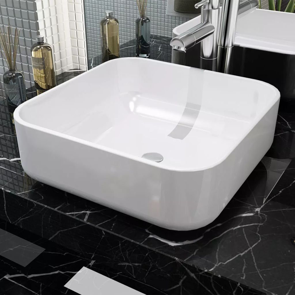 Belfry Bathroom Retta Ceramic Square 380 Mm Countertop Basin