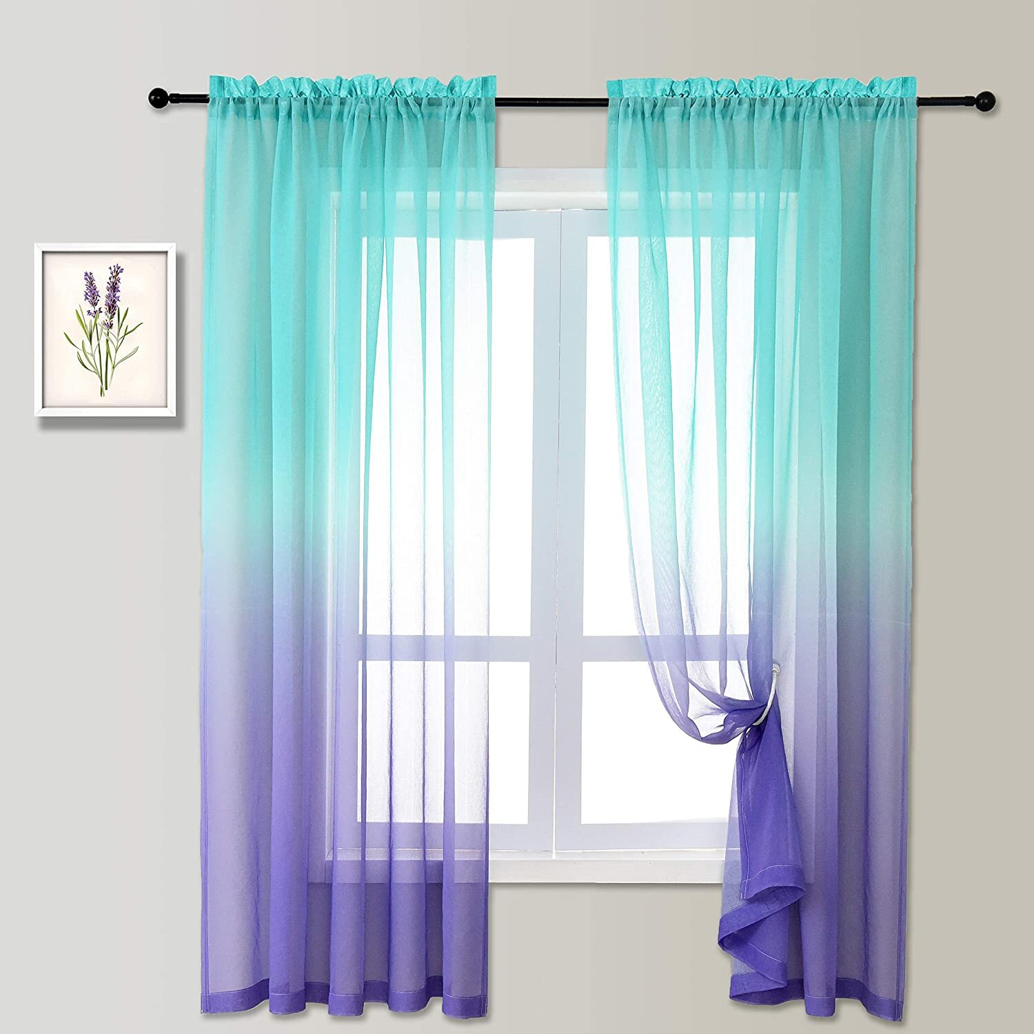 1 Chevron PINK Pattern Design Voile Sheer 2Tone Window Curtain Drape Panel 