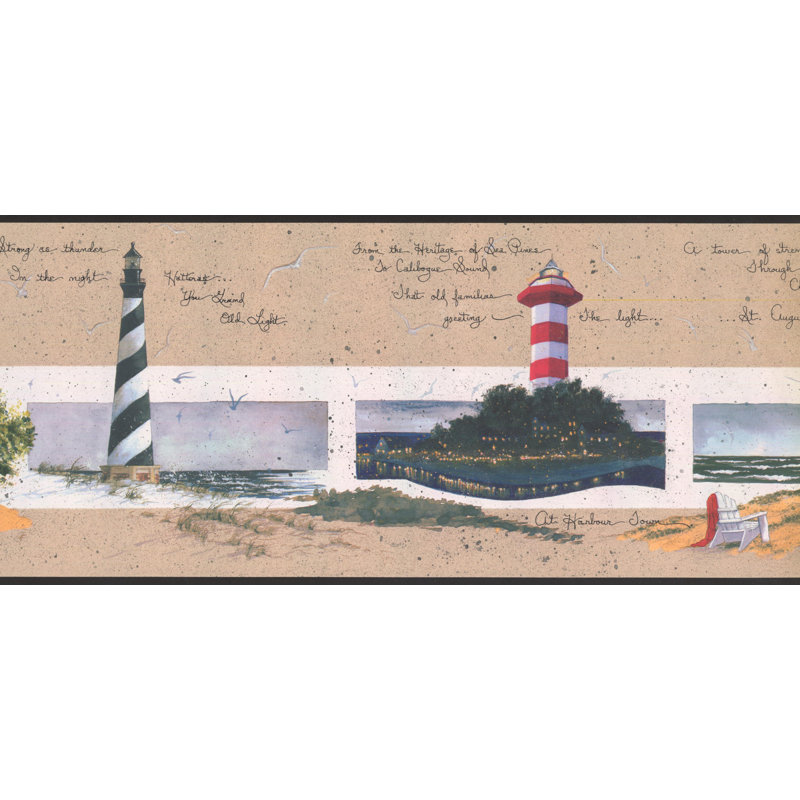York Wallcoverings Lighthouses On Sea Shores Nautical 15 L X 9 W
