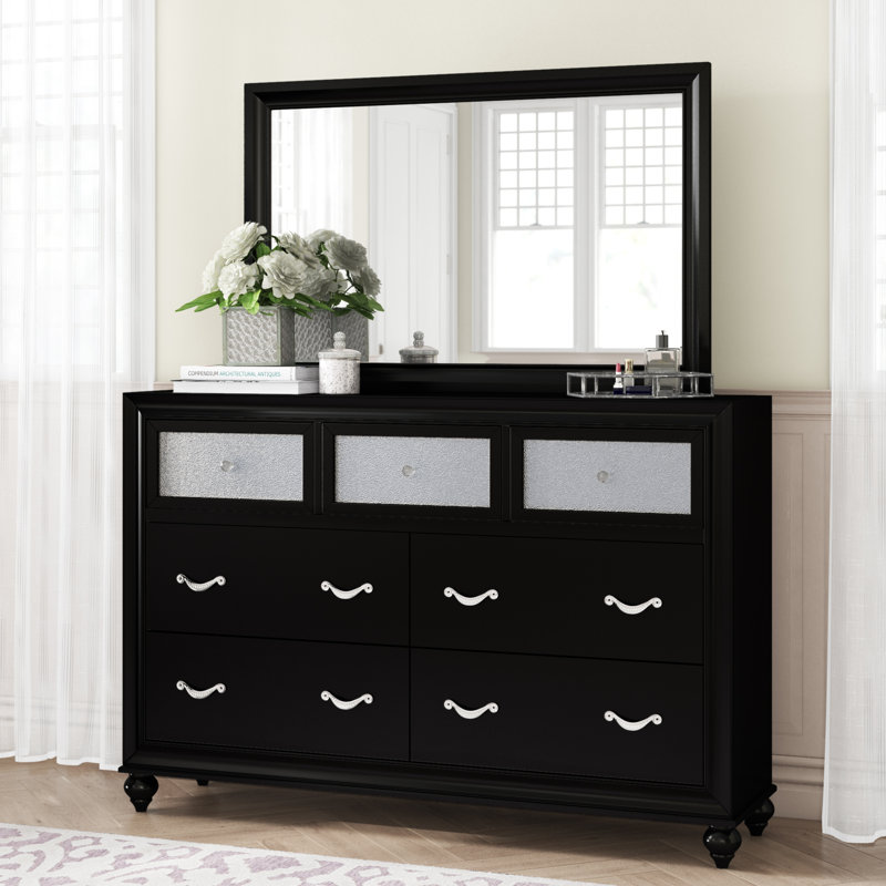 Rosdorf Park Mcmanus 7 Drawer Double Dresser With Mirror Reviews Wayfair Taolino modern dresser with faux leather cover by cantori.