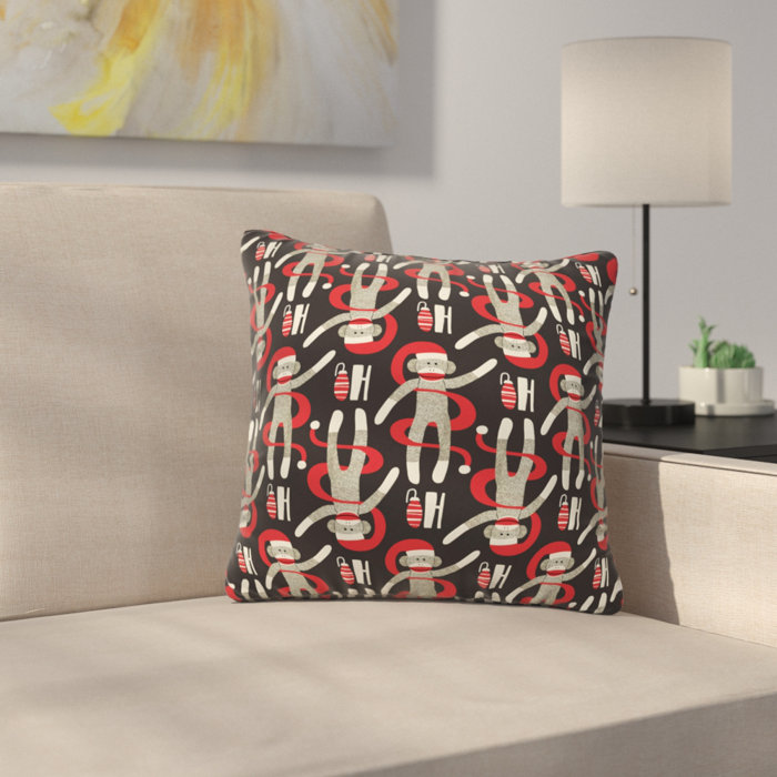 East Urban Home Heather Dutton Sock Monkey Santa Throw Pillow