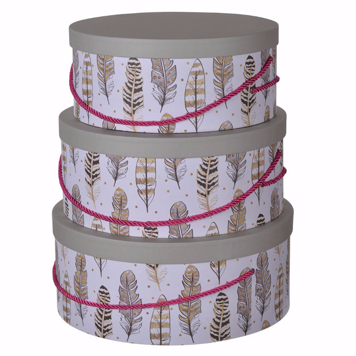 Bungalow Rose Claysville Round Hat 3 Piece Decorative Box Set