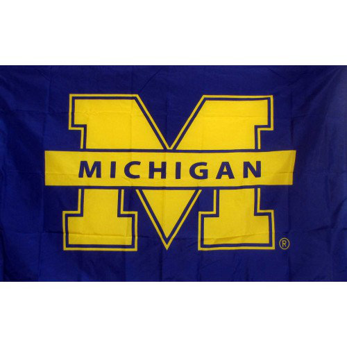 Michigan Wolverines Ncaa Burlap House Flag 2 Sided Football 28 X 44