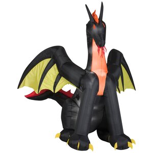 Airblown Animated Fire Dragon with Wings Halloween Decoration
