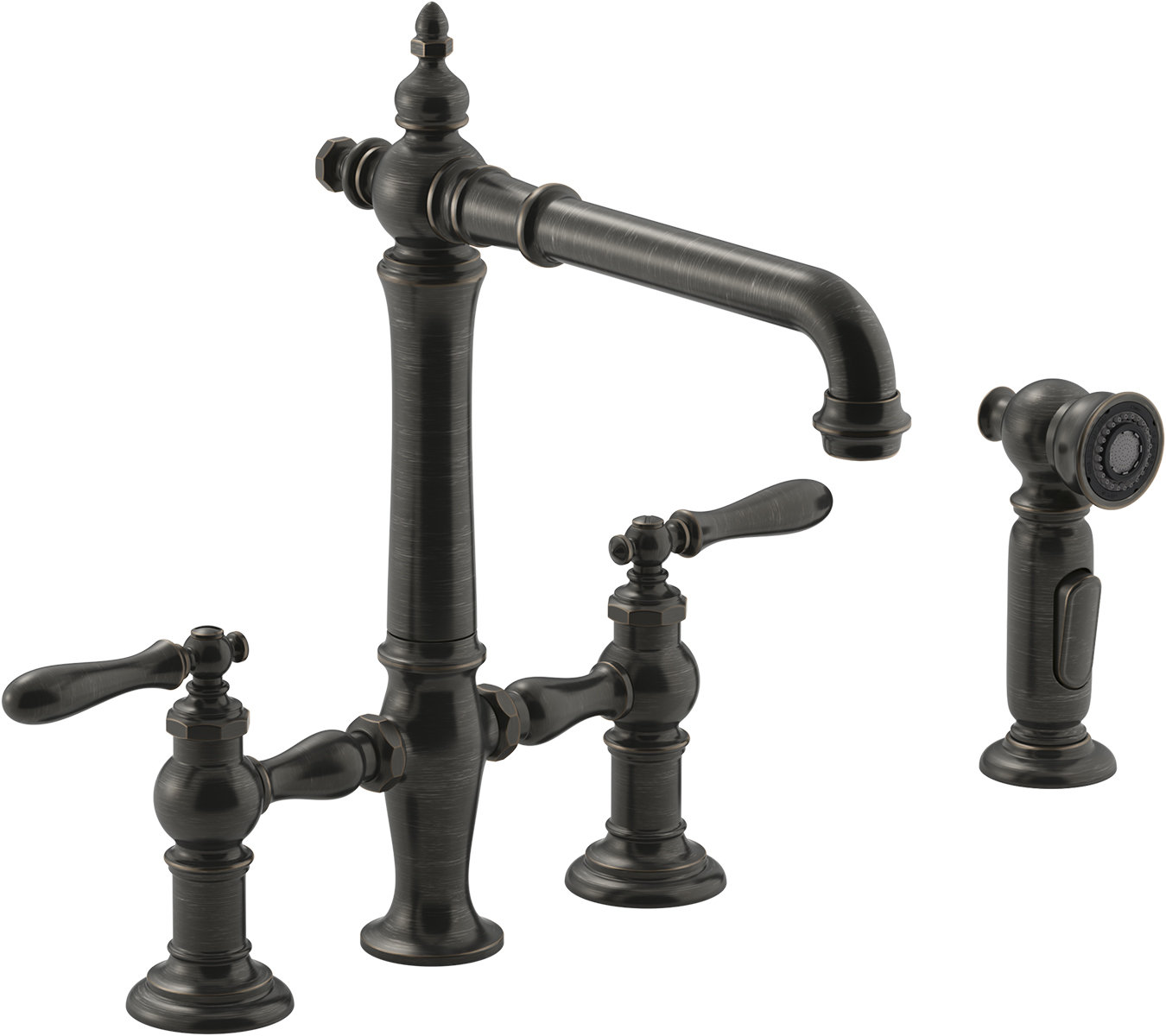 Kohler Artifacts Deck Mount Bridge Kitchen Sink Faucet With Lever