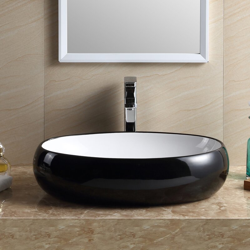 Fine Fixtures Modern Vitreous China Oval Vessel Bathroom Sink & Reviews ...