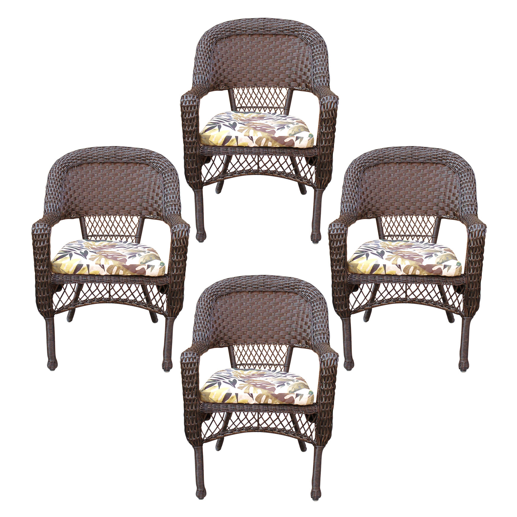 Outdoor All Weather 3pc Wicker Settee Chair CUSHION SET Red Spice Floral