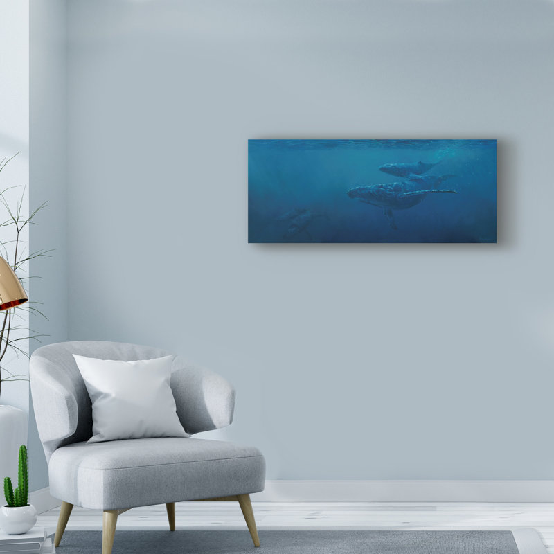 World Menagerie Whales Under Water Acrylic Painting Print On