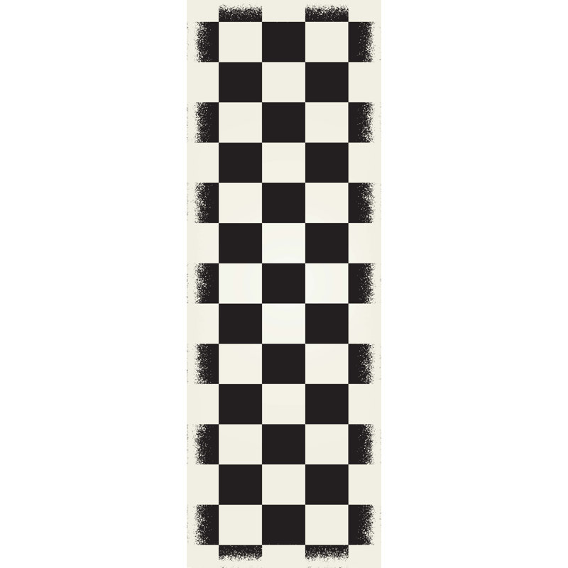 Winston Porter Biton English Checker Black White Indoor Outdoor