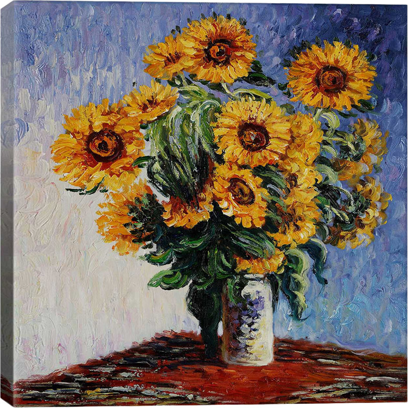 August Grove Sunflowers By Claude Monet Painting Print On Wrapped Canvas Reviews Wayfair