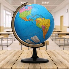 White World Globe with Stand for Home Office Decor School Science Educ 30cm 