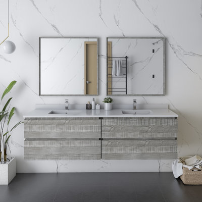 Fresca Formosa 72" Wall-Mounted Double Bathroom Vanity Set ...