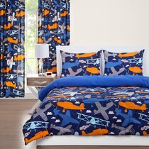 Details about   Vintage Quilted Coverlet & Pillow Shams Set Adventure in Sky Plane Print