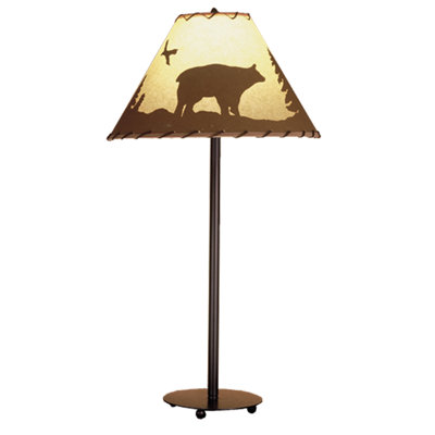 Bear In The Woods Painted 29" Buffet Lamp