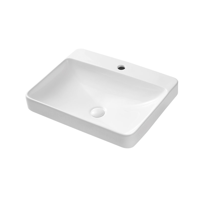 Triple Tree White Ceramic Rectangular Vessel Bathroom Sink With Overflow Wayfair