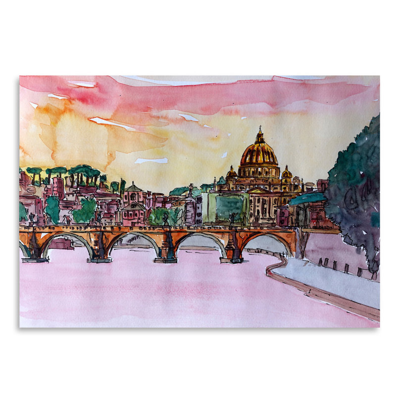 East Urban Home Vatican Rome Italy Sunset On River Tiber With St