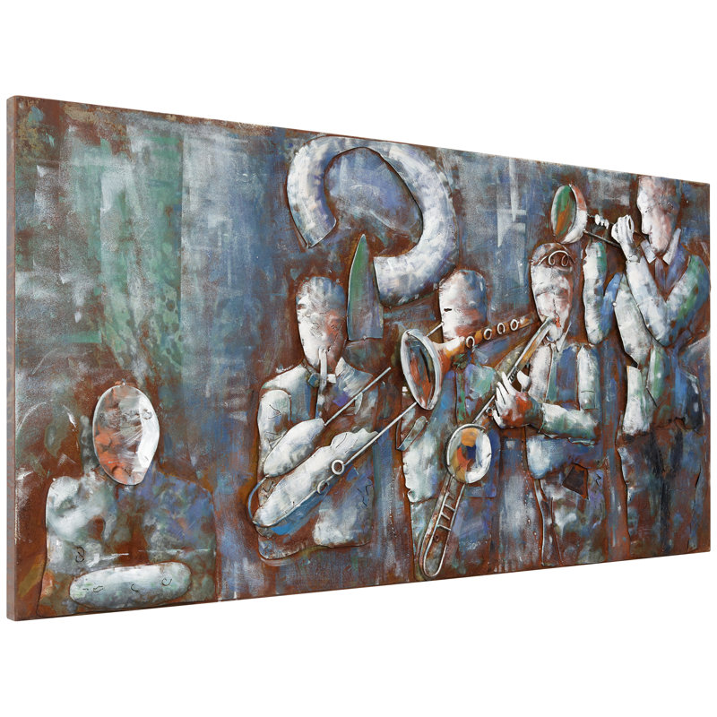 Empire Art Direct Jazz Band Mixed Media Iron Hand Painted
