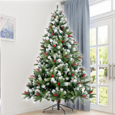 The Holiday Aisle Flocked Needle Foldable 7 5 Green Pine Artificial Christmas Tree The Holiday Aisle Dailymail