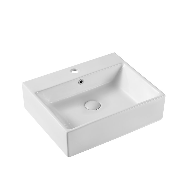 Akturis White Ceramic Rectangular Vessel Bathroom Sink With Overflow Wayfair