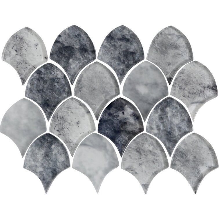 The Tile Life Seashell 14.63" X 12.13" Glass Mosaic Tile Sheet