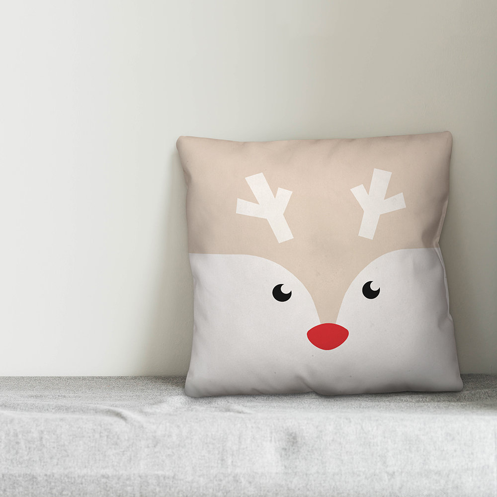 The Holiday Aisle Debolt Rudolph Face Throw Pillow Wayfair