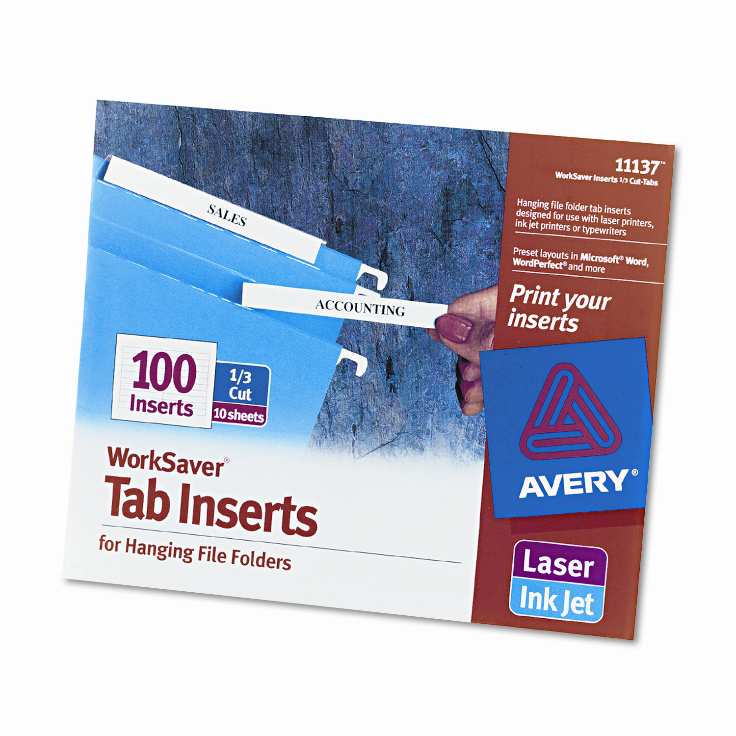 Avery Dennison Laser Inkjet Hanging File Folder Inserts 100 Pack