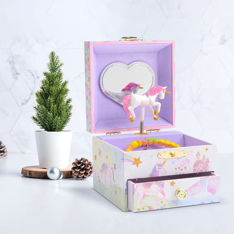 Zoomie Kids Spinning Unicorn Jewelry Box | Wayfair