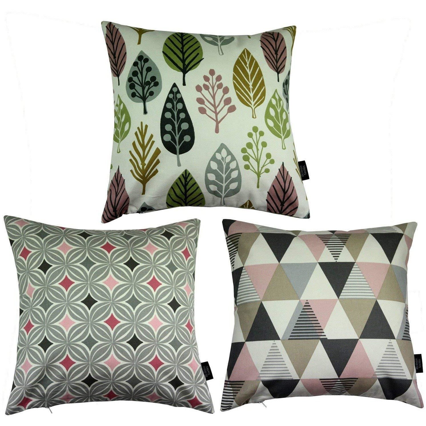 Pack of 3-100% Cotton Lounge Sofa Living Square Cushion Covers 43 x 43cm