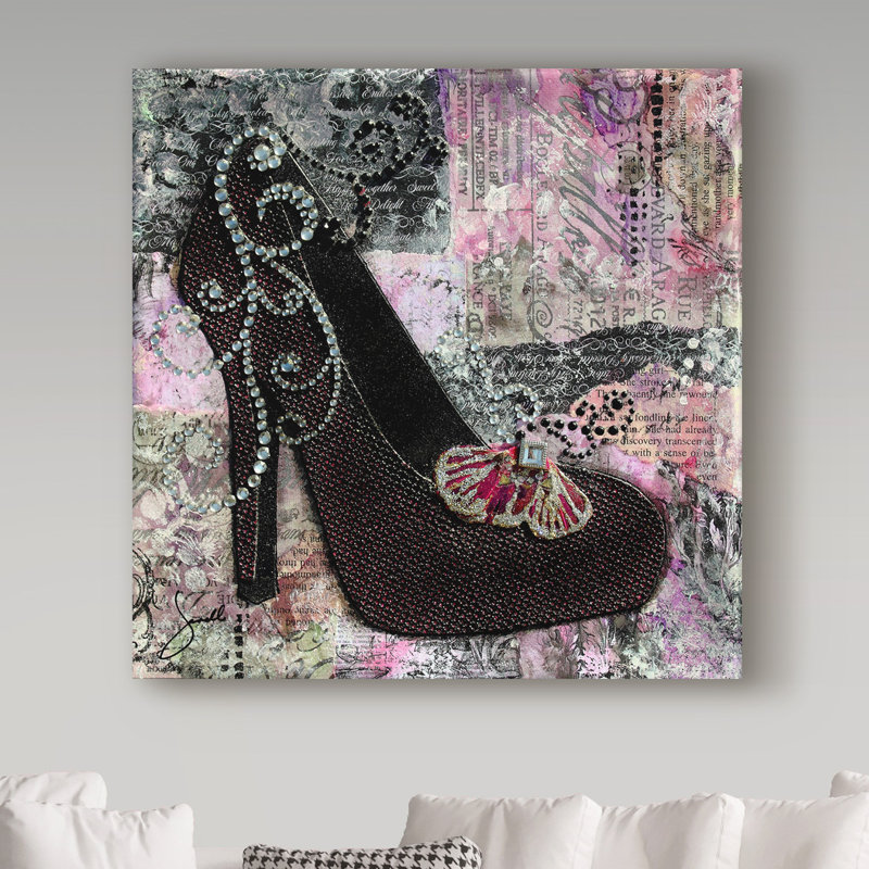 Trademark Art Pretty In Purple Black Heels Acrylic Painting