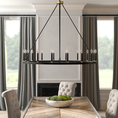 Avalee 16 - Light Living Room Steel Dimmable Wagon Wheel Chandelier UL Certified