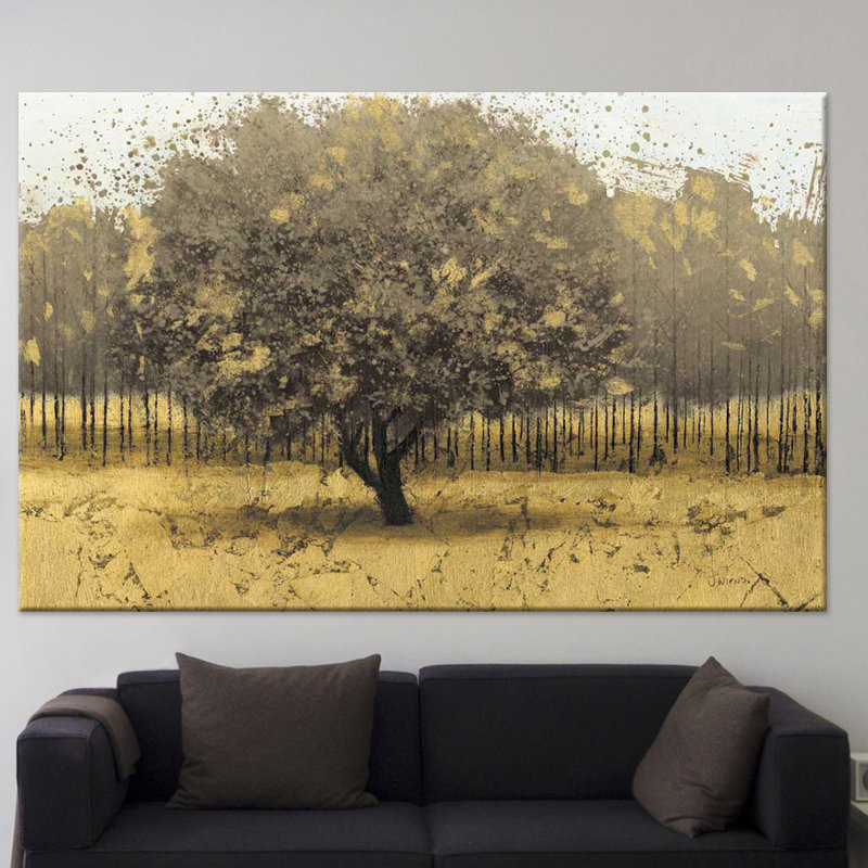 Clicart Golden Trees I Taupe By James Wiens Painting Print On Canvas Wayfair