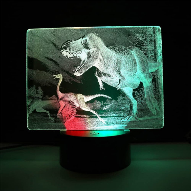 Dinosaur Color Changing Blue and Green 8 x 4 Acrylic Table Lamp Nightlight 