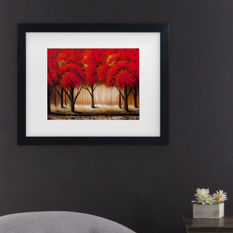 Winston Porter Parade Of Red Trees Ii Framed Acrylic Painting