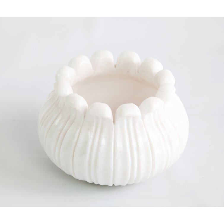 Handmade Bowl Lotus Bowl Hand Carved White Marble Stone Flower Home Decorative 